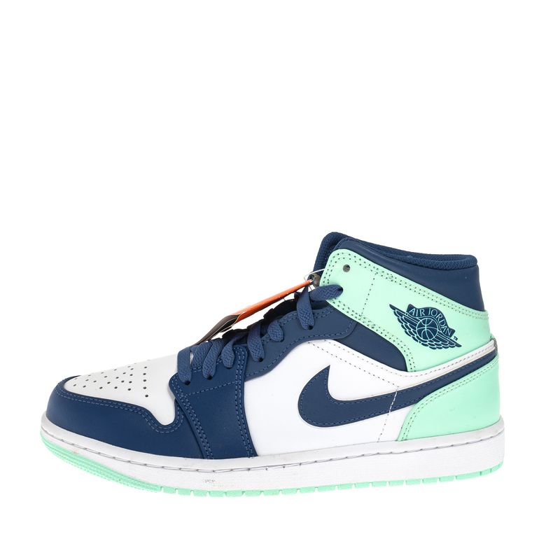 Tenis-Nike-Air-Jordan-1-Mid-Turquesa-Azul-e-Branco