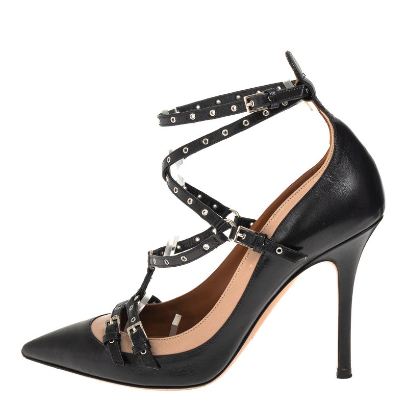 Scarpin-Valentino-Garavani-Tiras-Preto-e-Bege