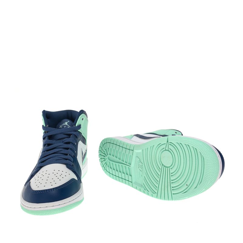 Tenis-Nike-Air-Jordan-1-Mid-Turquesa-Azul-e-Branco