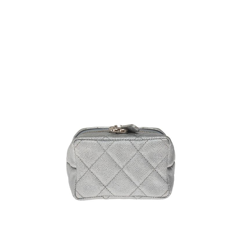 Bolsa-Chanel-Micro-Top-Handle-Caviar-Prateada
