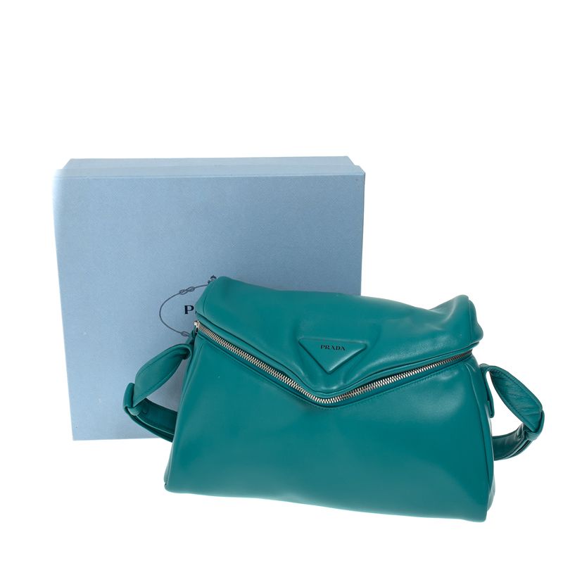 Bolsa-Prada-Signaux-Acolchoada-Couro-Azul