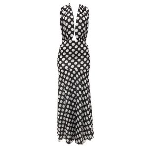 Vestido Candy Brown Longo Poá Preto e Branco