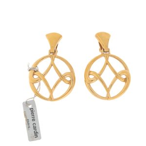 Brinco Pierre Cardin Vintage Pendente Circular Dourado