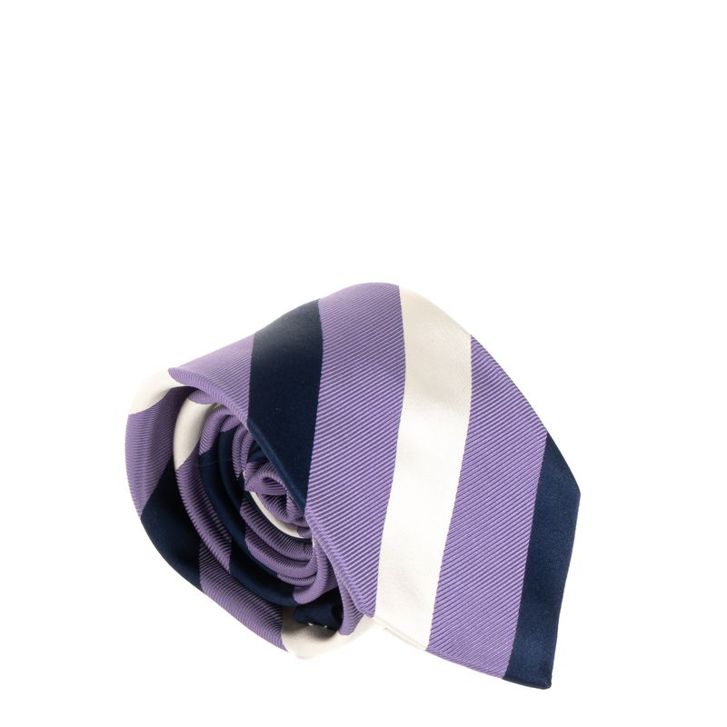 Gravata-Ermenegildo-Zegna-Seda-Listrada-Roxa-Azul-e-Branca