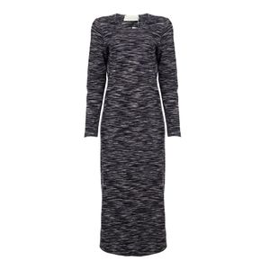 Vestido A Niemeyer Listrado Azul e Cinza
