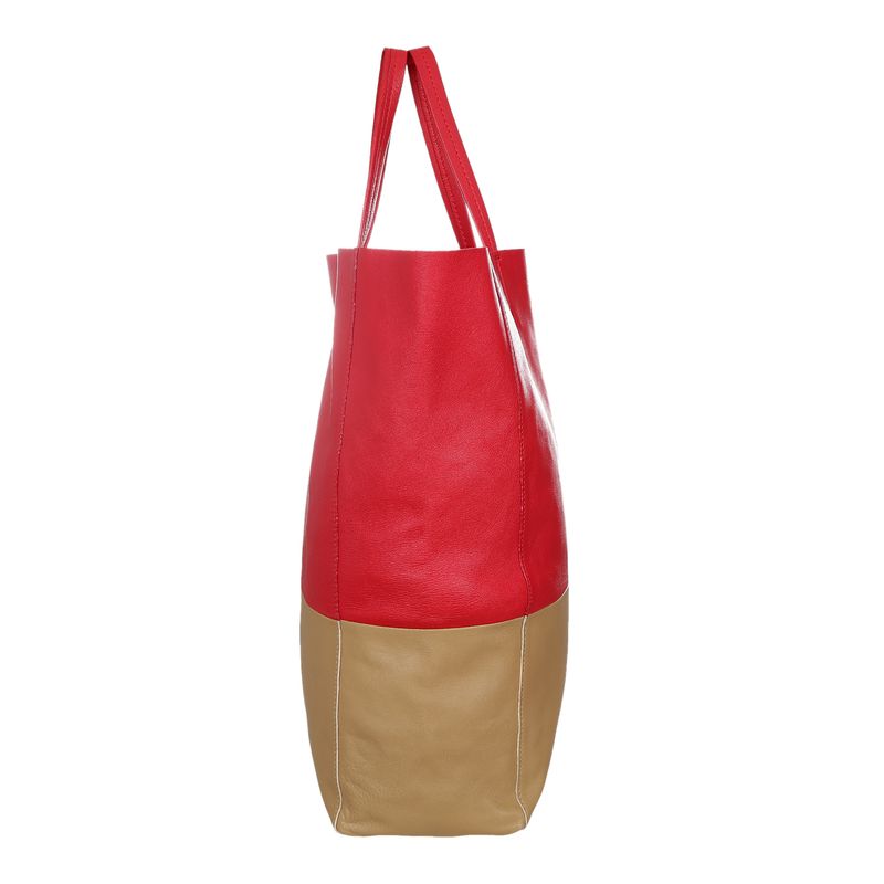 Bolsa-Celine-Cabas-Bicolor-Vermelho-e-Bege