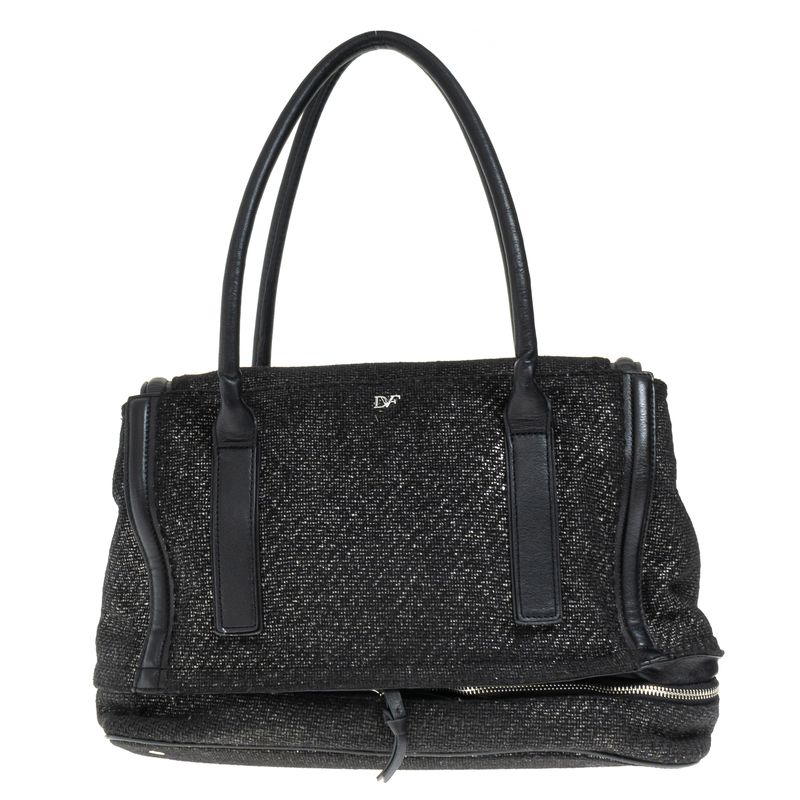 Bolsa-Diane-Von-Furstenberg-Couro-Preto-e-Tecido
