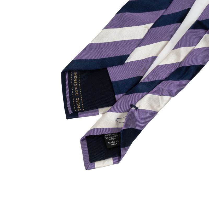 Gravata-Ermenegildo-Zegna-Seda-Listrada-Roxa-Azul-e-Branca