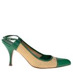 Scarpin-Prada-Slingback-Rafia-e-Couro-Verde
