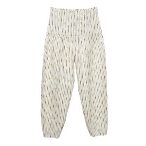 Calça Cris Barros Linho Creme e Dourado