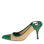 Scarpin-Prada-Slingback-Rafia-e-Couro-Verde