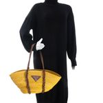 Bolsa-Prada-Tote-Raffia-e-Couro-Amarela