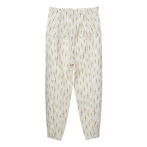 Calça Cris Barros Linho Creme e Dourado