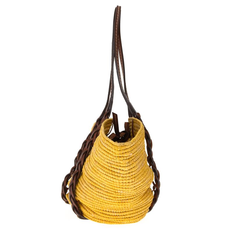 Bolsa-Prada-Tote-Raffia-e-Couro-Amarela