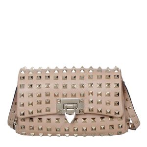 Bolsa Valentino Rockstud Couro Bege