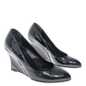 Sapato Gucci Anabela Verniz Preto
