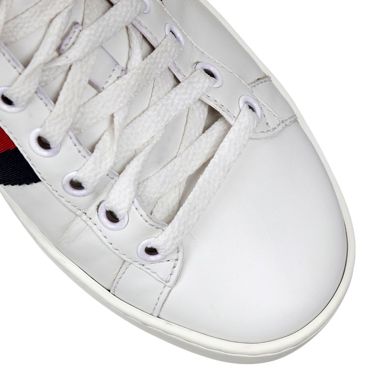 Tenis-Gucci-Ace-Faixa-Web-Couro-Branco