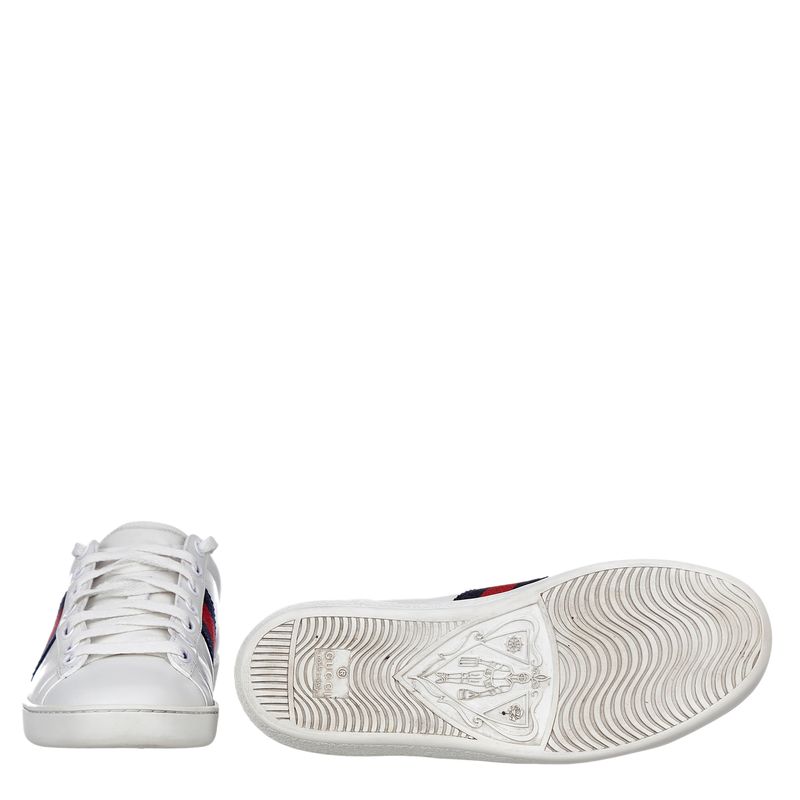 Tenis-Gucci-Ace-Faixa-Web-Couro-Branco