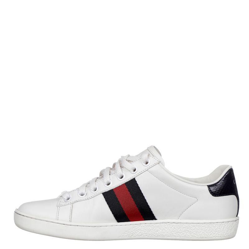 Tenis-Gucci-Ace-Faixa-Web-Couro-Branco