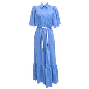 Vestido S Clubs Botões e Amarração Azul