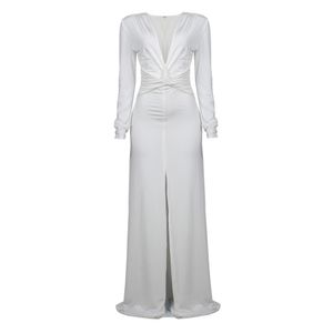 Vestido Marcelo Quadros Longo Transpasse Branco