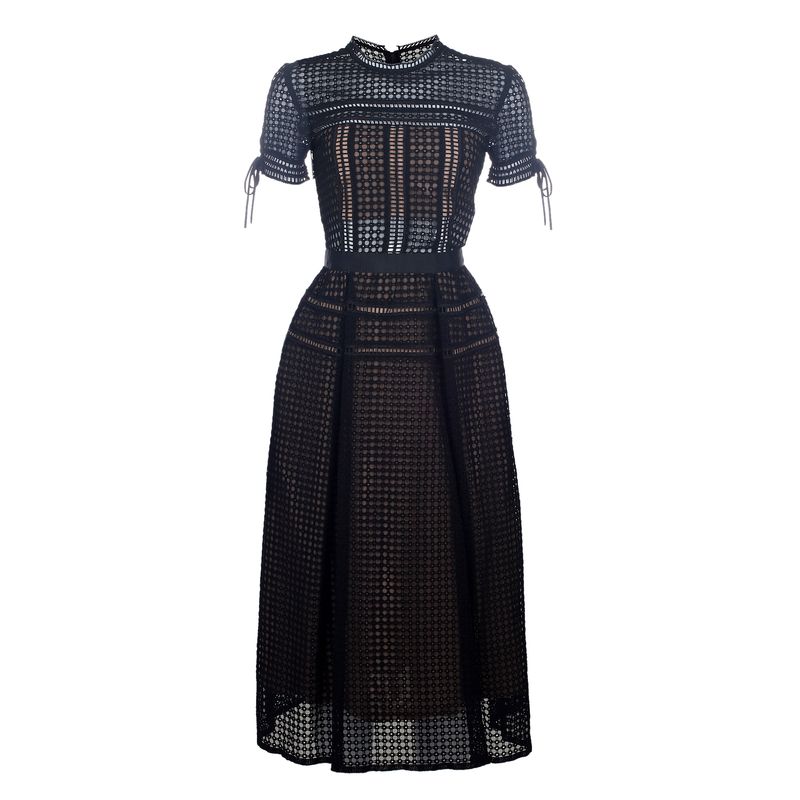 Vestido-Self-Portrait-Tela-Preto-e-Bege-