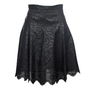Saia Paricia Vieira Couro Preto