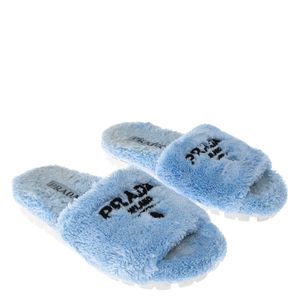 Sandália Prada Slide Pelúcia Azul