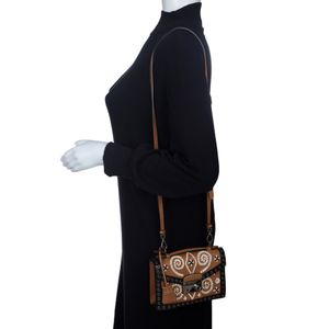 Bolsa Prada Couro Saffiano Preto, Marrom e Branco