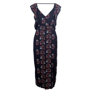 Vestido Cris Barros Bordado Floral Marinho