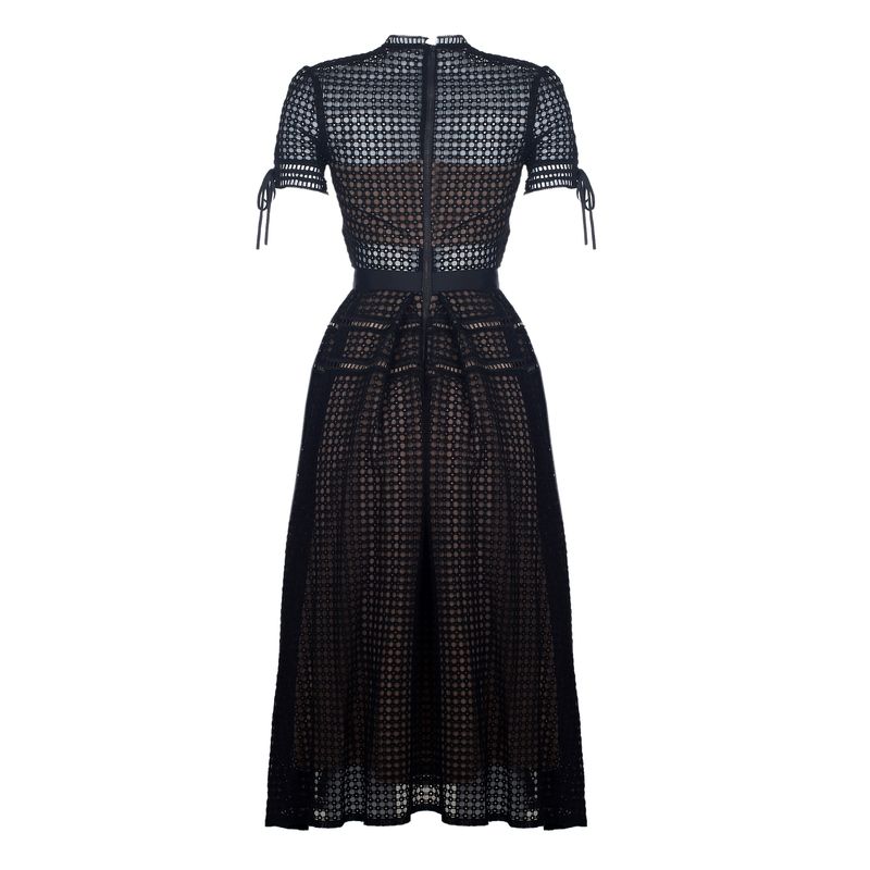 Vestido-Self-Portrait-Tela-Preto-e-Bege-