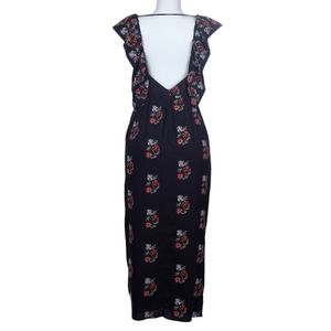 Vestido Cris Barros Bordado Floral Marinho