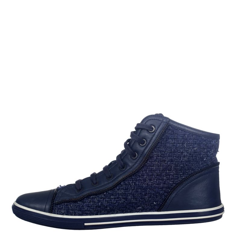 Tenis-Chanel-Couro-e-Tweed-Azul-Marinho-