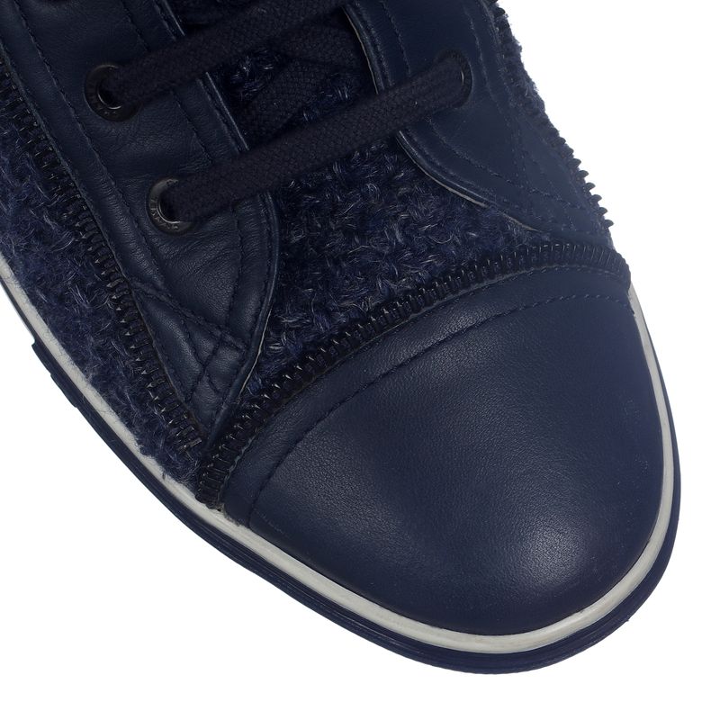 Tenis-Chanel-Couro-e-Tweed-Azul-Marinho-
