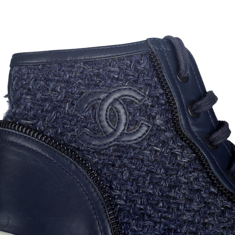 Tenis-Chanel-Couro-e-Tweed-Azul-Marinho-