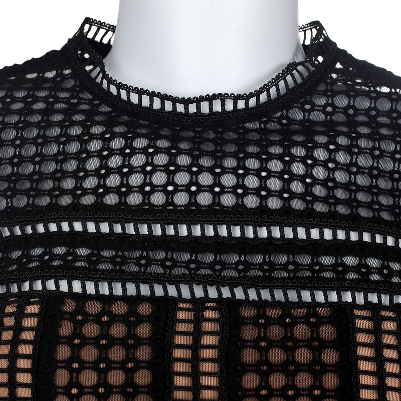Vestido-Self-Portrait-Tela-Preto-e-Bege-