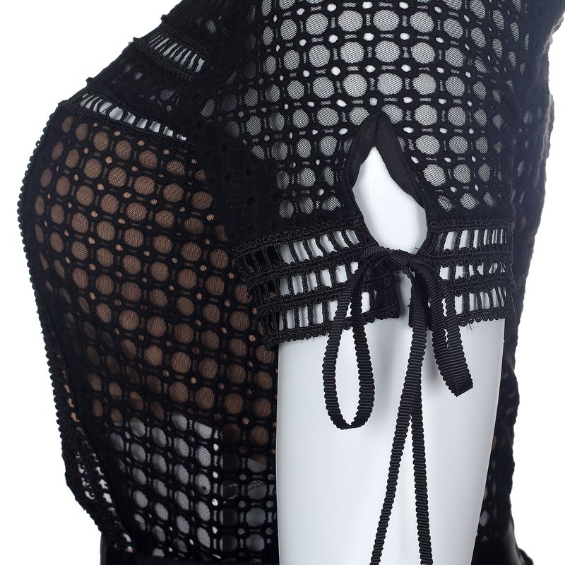 Vestido-Self-Portrait-Tela-Preto-e-Bege-