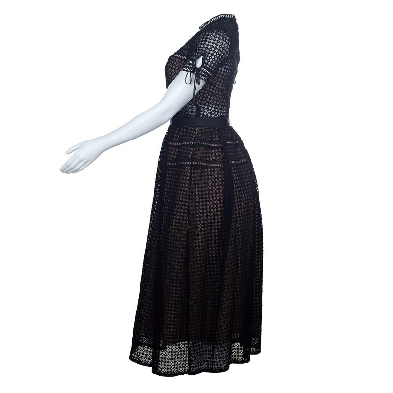 Vestido-Self-Portrait-Tela-Preto-e-Bege-