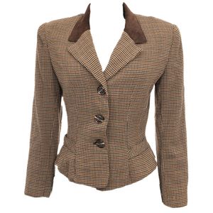 Blazer Kay Unger Lã e Couro Marrom