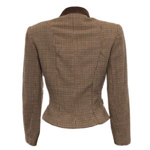 Blazer Kay Unger Lã e Couro Marrom