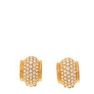 Brinco de Pressão Swarovski Meia Argola Dourada com Cristais