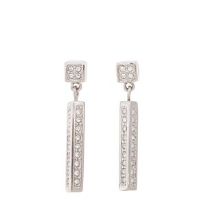 Brinco Swarovski Pendente Prisma Prateado com Cristais