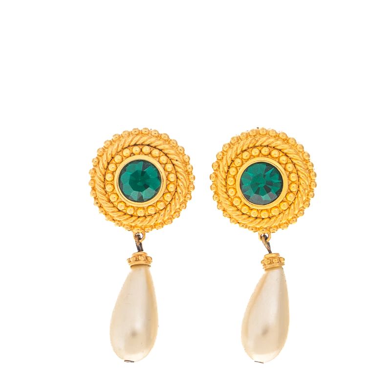 Brinco-Swarovski-Pendente-com-Cristal-Verde-e-Esfera-Perolada