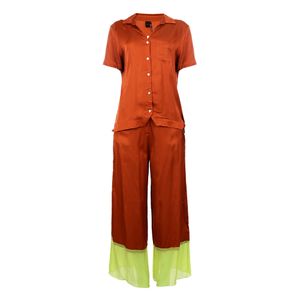 Conjunto Cetim Terracota e Verde