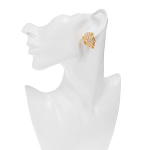 Brinco de Pressão Swarovski Meia Argola Dourada com Cristais