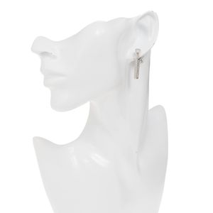 Brinco Swarovski Pendente Prisma Prateado com Cristais