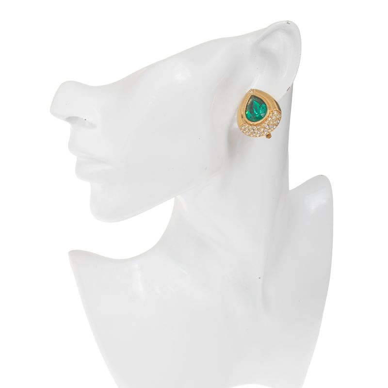 Brinco-de-Pressao-Swarovski-Formato-Gota-com-Cristal-Verde