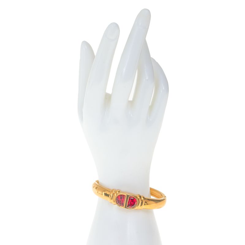 Bracelete-Swarovski-Vintage-Dourado-com-Cristais-Vermelhos