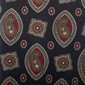 Gravata Christian Dior Vintage Seda Arabescos Marinho