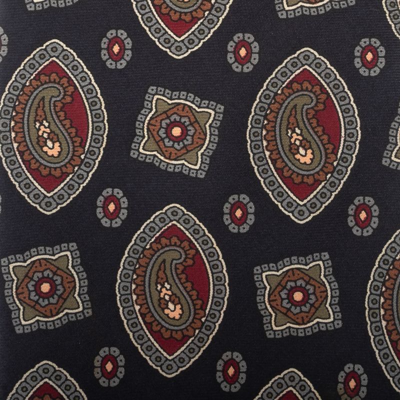 Gravata-Christian-Dior-Vintage-Seda-Arabescos-Marinho